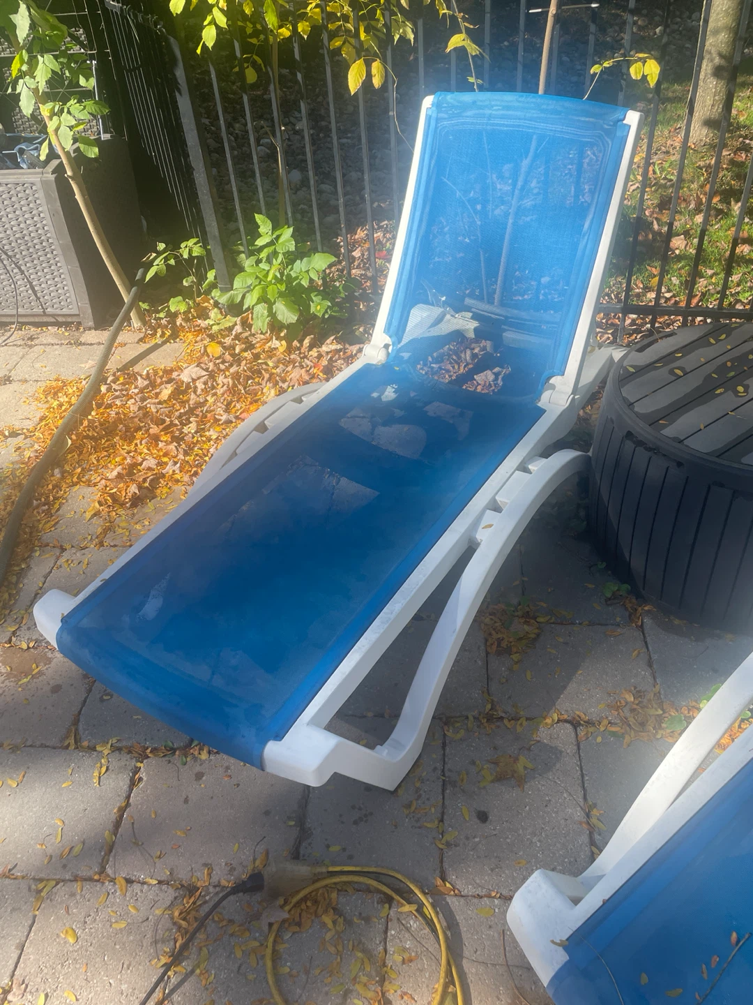 Two Blue and White Patio Lounge Chairs - photo 3