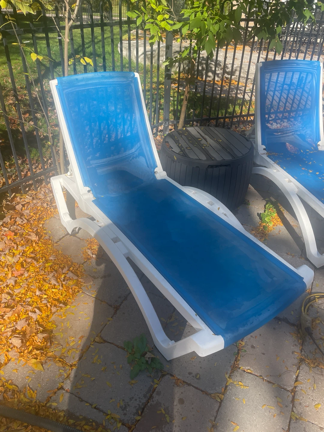 Two Blue and White Patio Lounge Chairs - photo 4