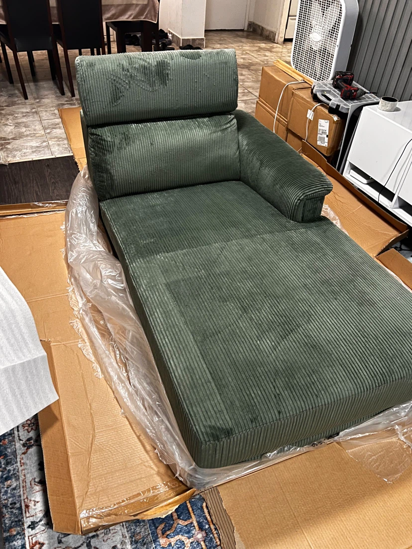 Green Corduroy Chaise Lounge