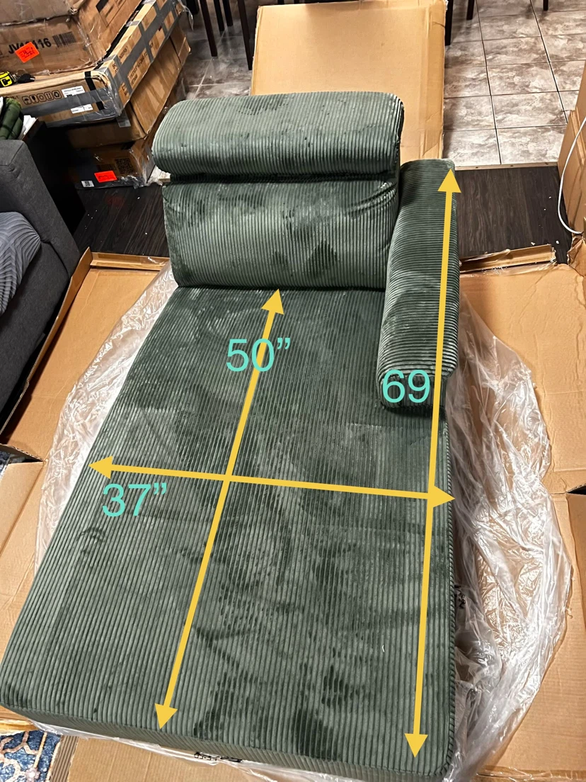 Green Corduroy Chaise Lounge - photo 2