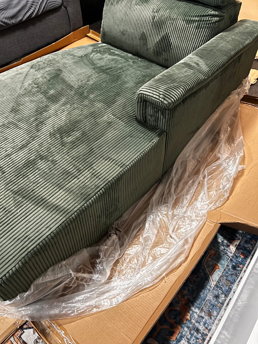 Green Corduroy Chaise Lounge - photo 3