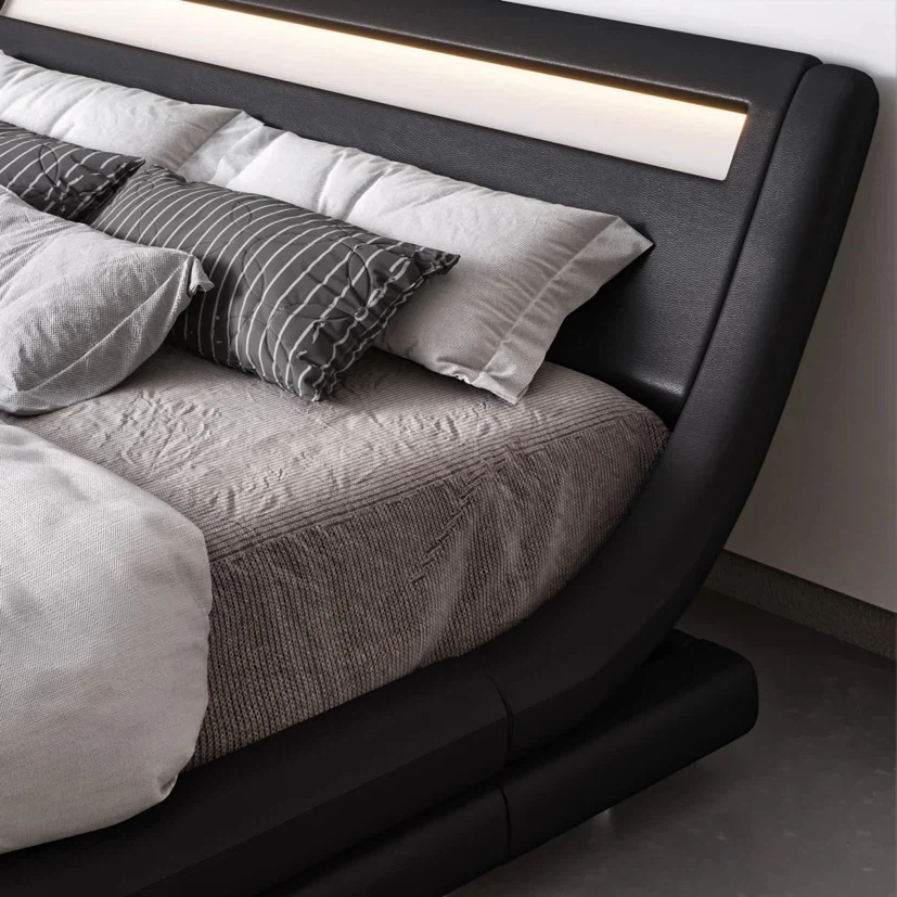 Modern LED Black Platform Bed Frame - photo 4