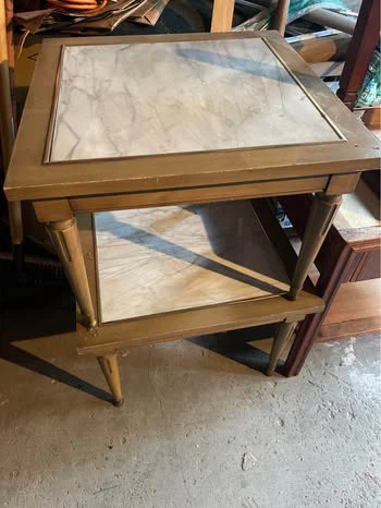 Mid-Century Modern Marble Top Side Table