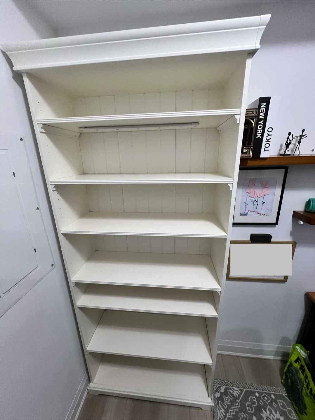 IKEA LIATORP Bookcase.  Solid Wood, White, Built-In LED Spots - photo 2
