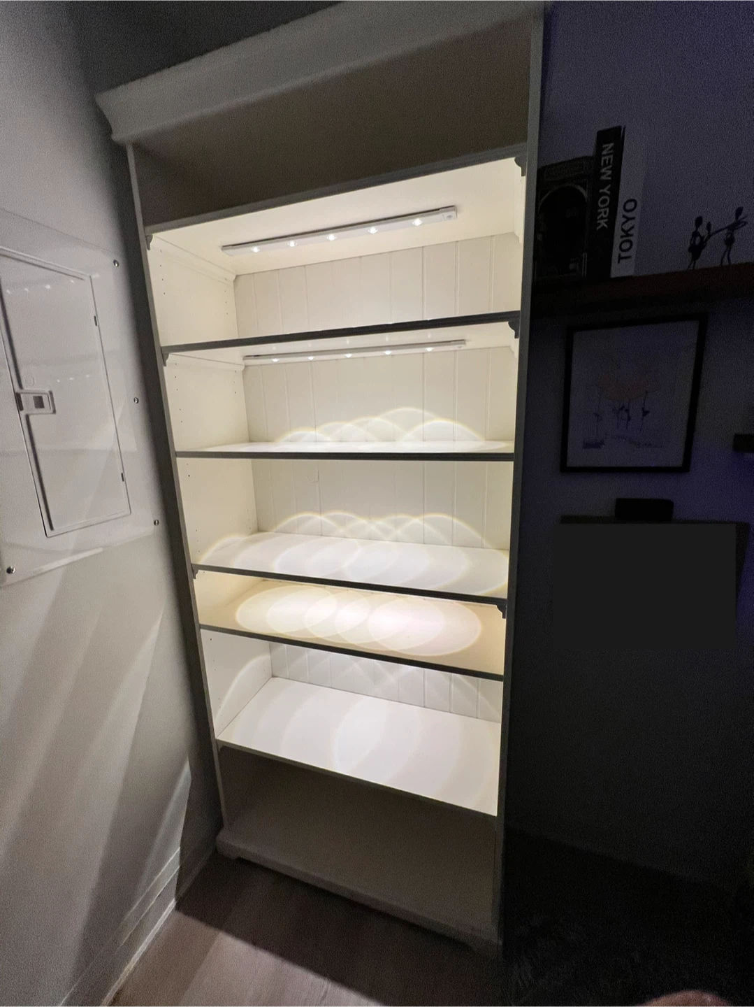 IKEA LIATORP Bookcase.  Solid Wood, White, Built-In LED Spots - photo 3