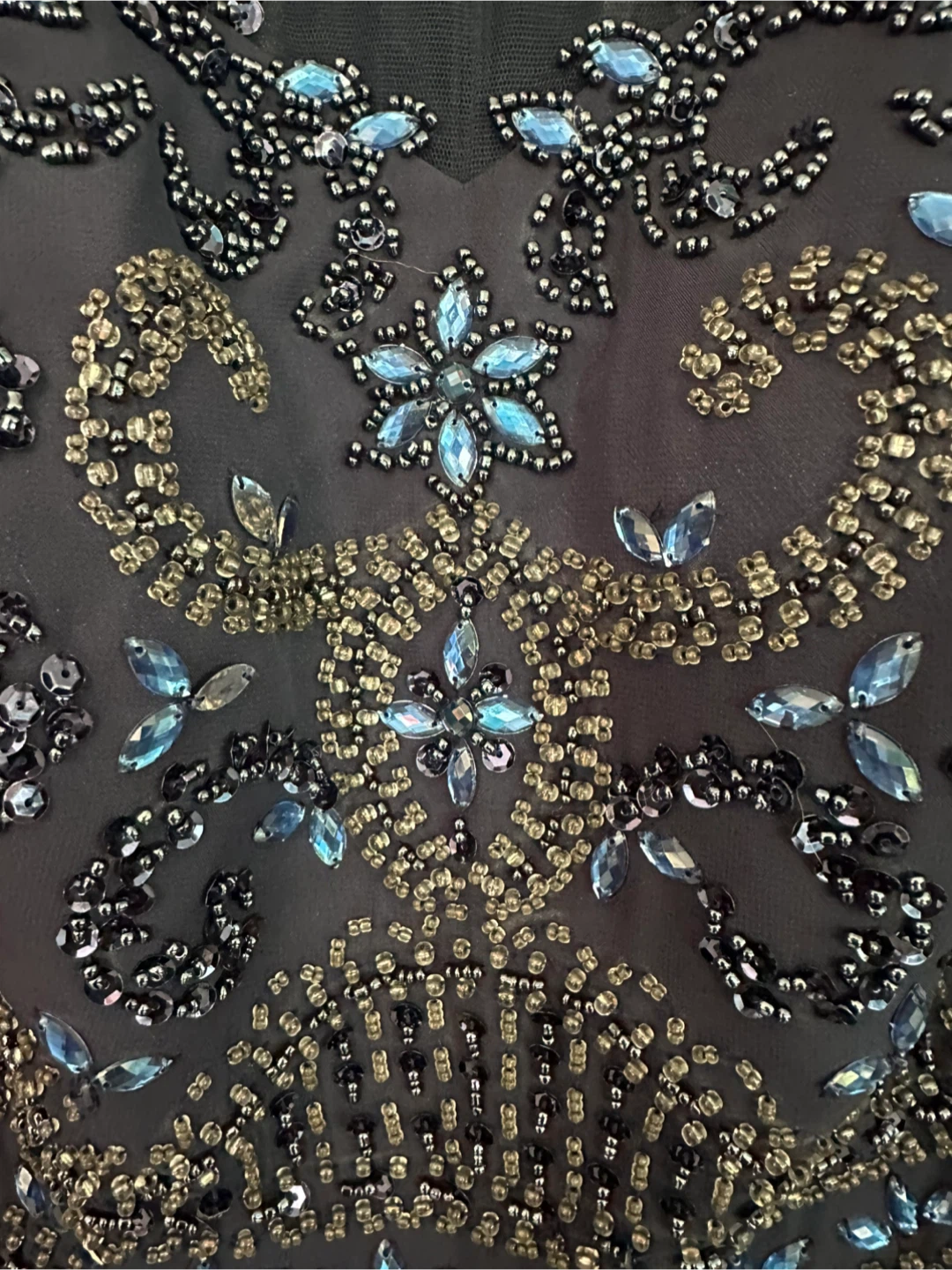 Navy Blue Beaded Evening Gown - photo 3