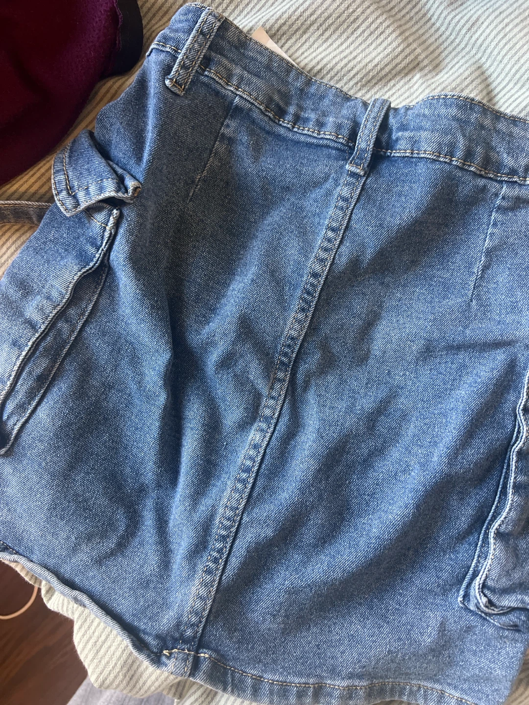 Blue Denim Cargo Mini Skirt - photo 2