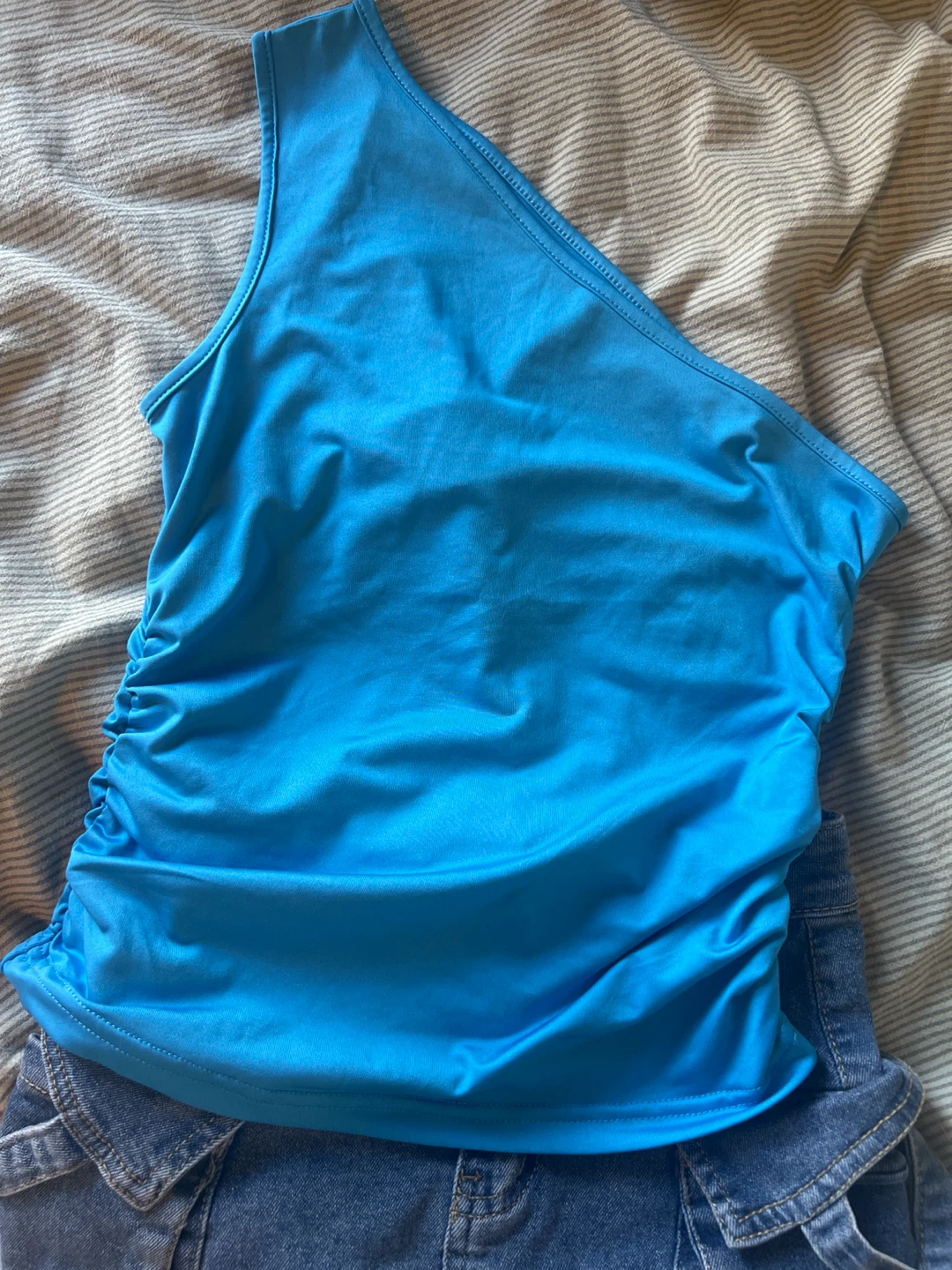 Blue One-Shoulder Tank Top Size Small