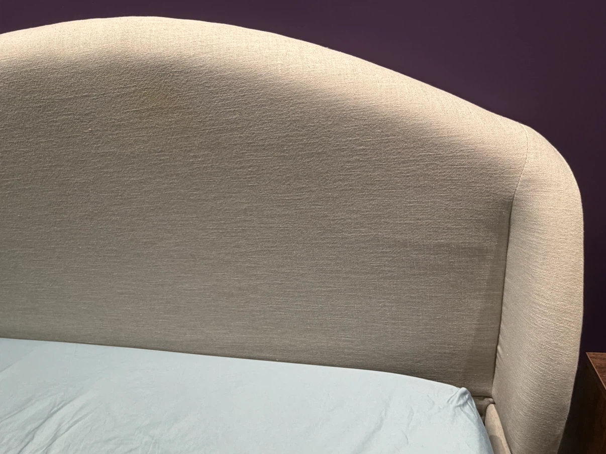 Elegant Beige Queen Bed Frame with Curved Headboard - photo 2