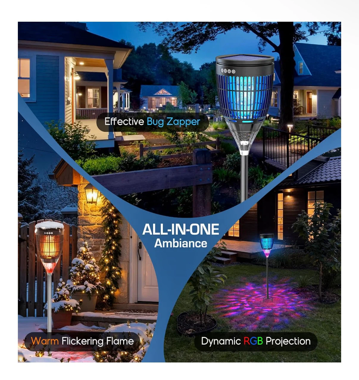 Solar Powered Outdoor Bug Zapper with Projector Light