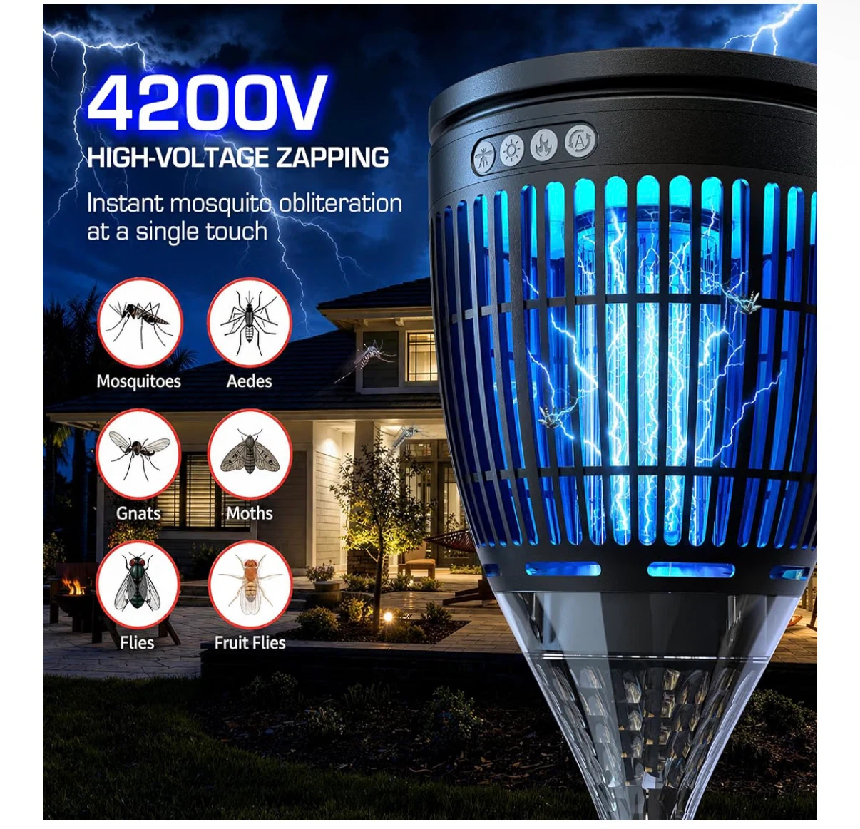 Solar Powered Outdoor Bug Zapper with Projector Light - photo 2