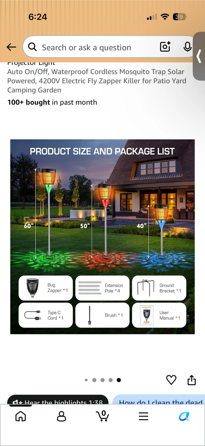 Solar Powered Outdoor Bug Zapper with Projector Light - photo 4