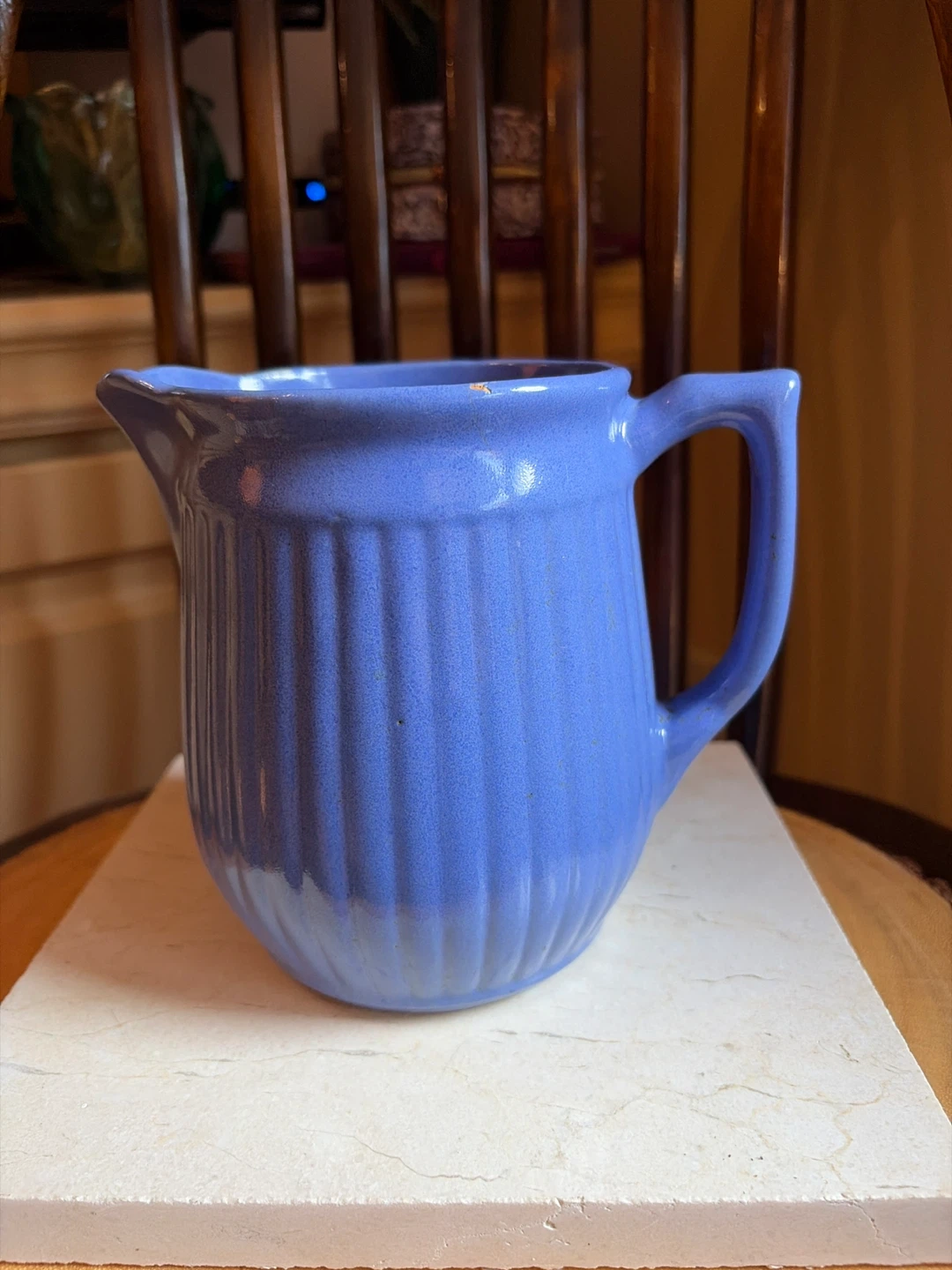 Vintage Gorgeous Blue Ceramic Pitcher - photo 2
