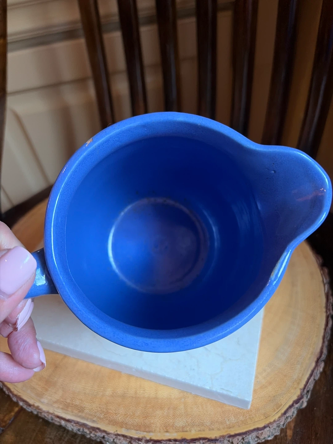 Vintage Gorgeous Blue Ceramic Pitcher - photo 5