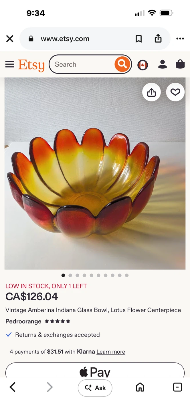 Vintage Amberina Indiana Glass Lotus Bowl - photo 2