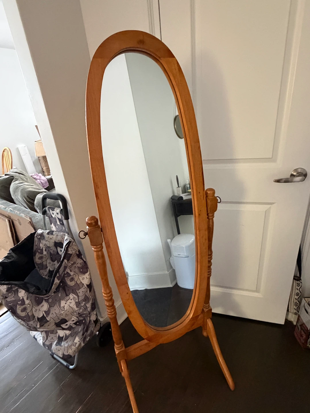 Vintage Wooden Standing Mirror