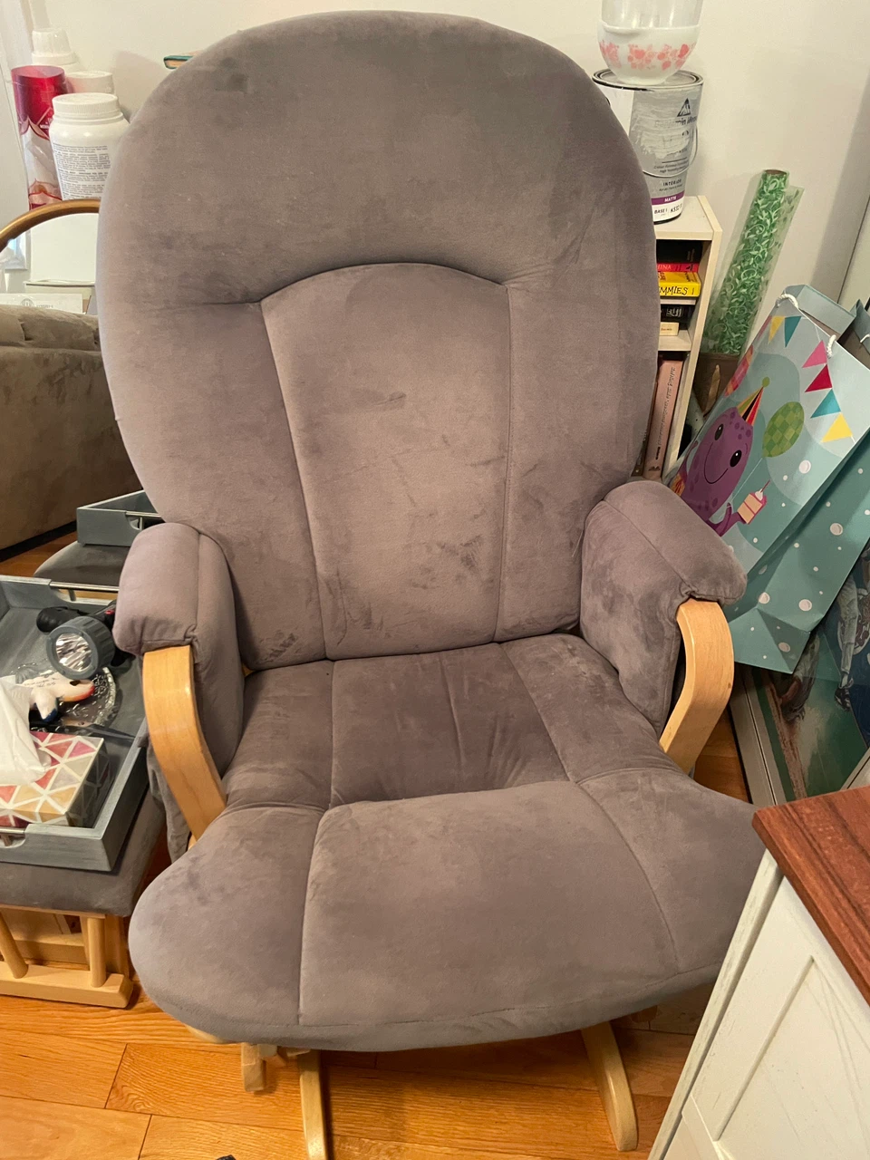 Shermag sage green  Glider Rocker with Ottoman