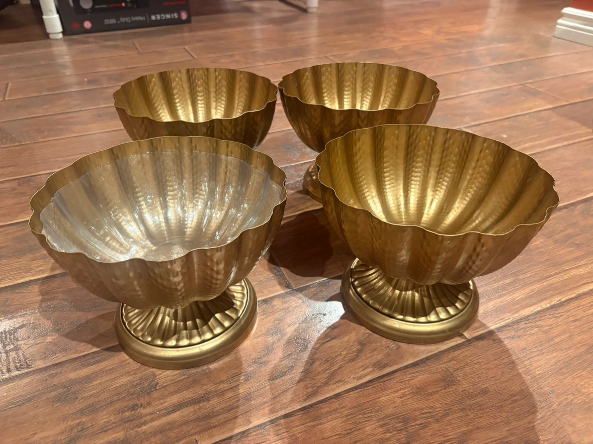 Set of 4 Gold Pedestal Bowls