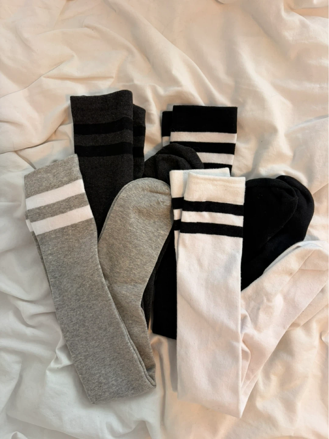 Set of 4 Striped Knee-High Socks