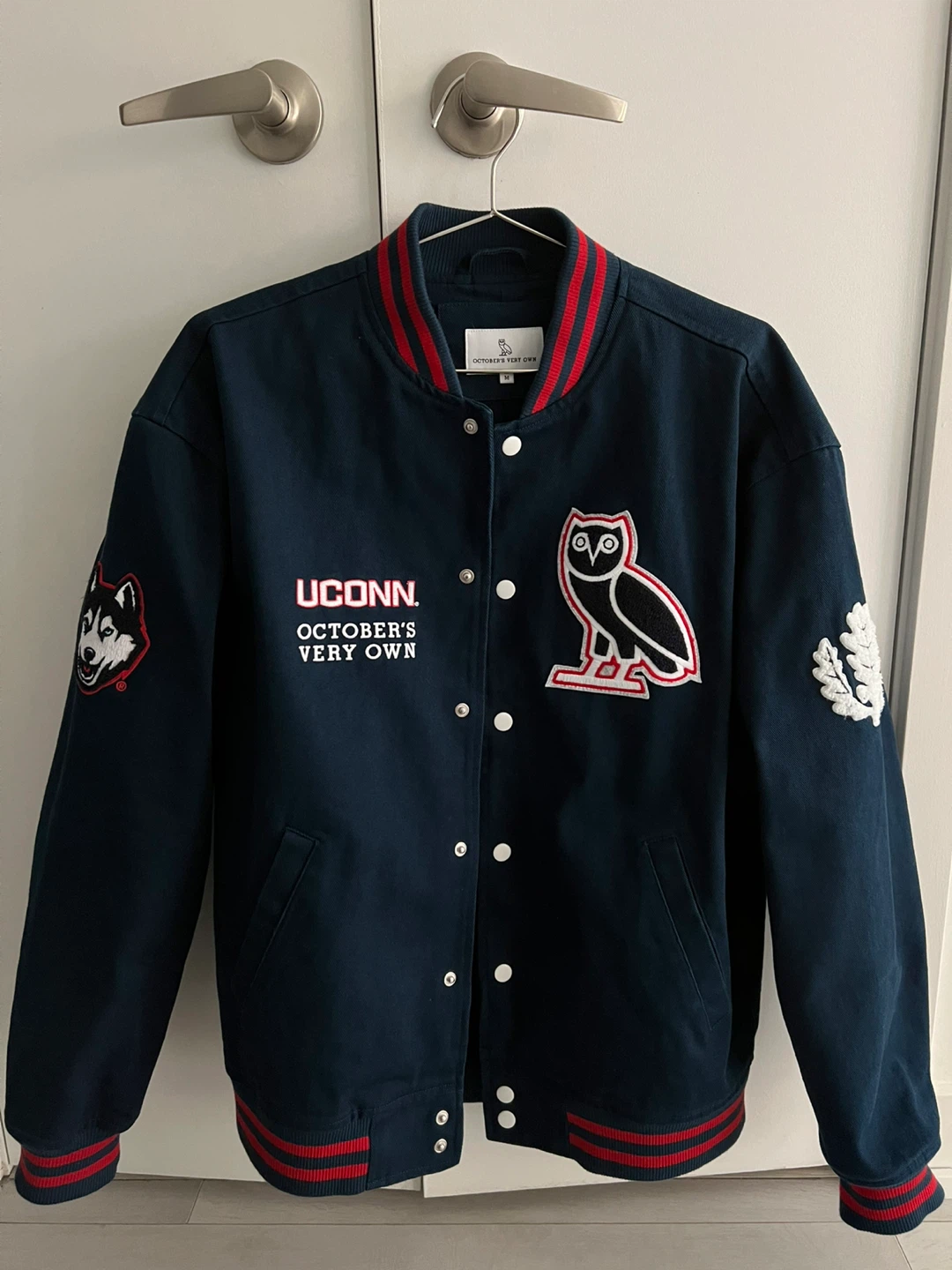 October's Very Own OVO x UConn Huskies Varsity Jacket