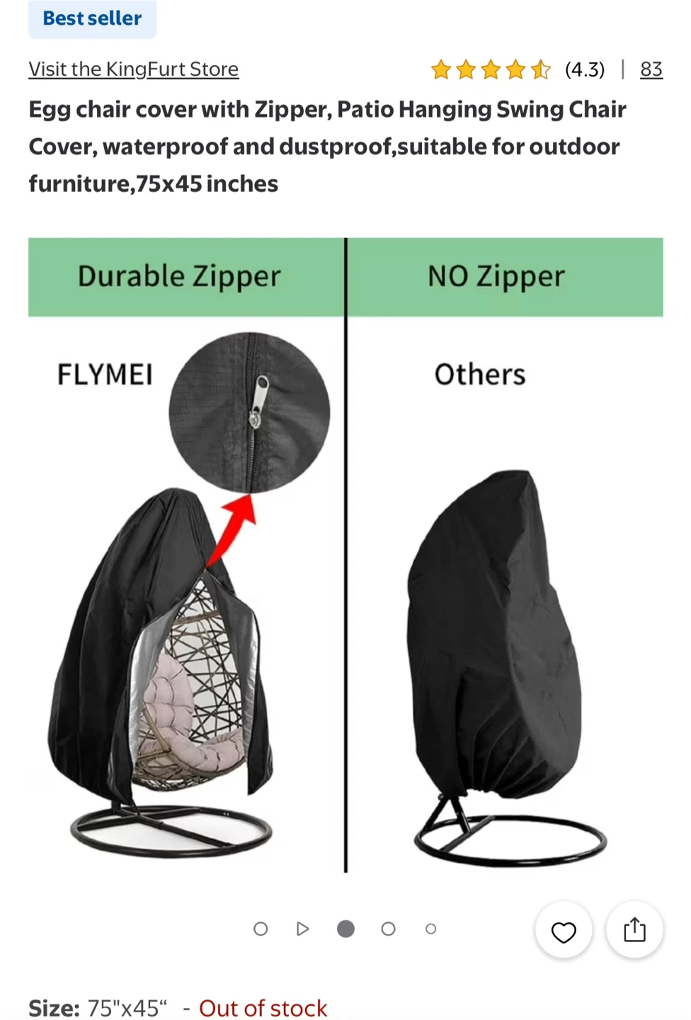 Egg Chair outdoor Cover with Zipper - photo 4