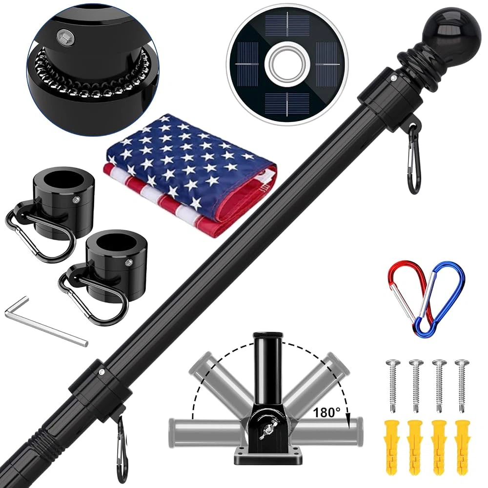 ZMTECH 5FT Flag Pole Kit with Solar Light - American - new - photo 2