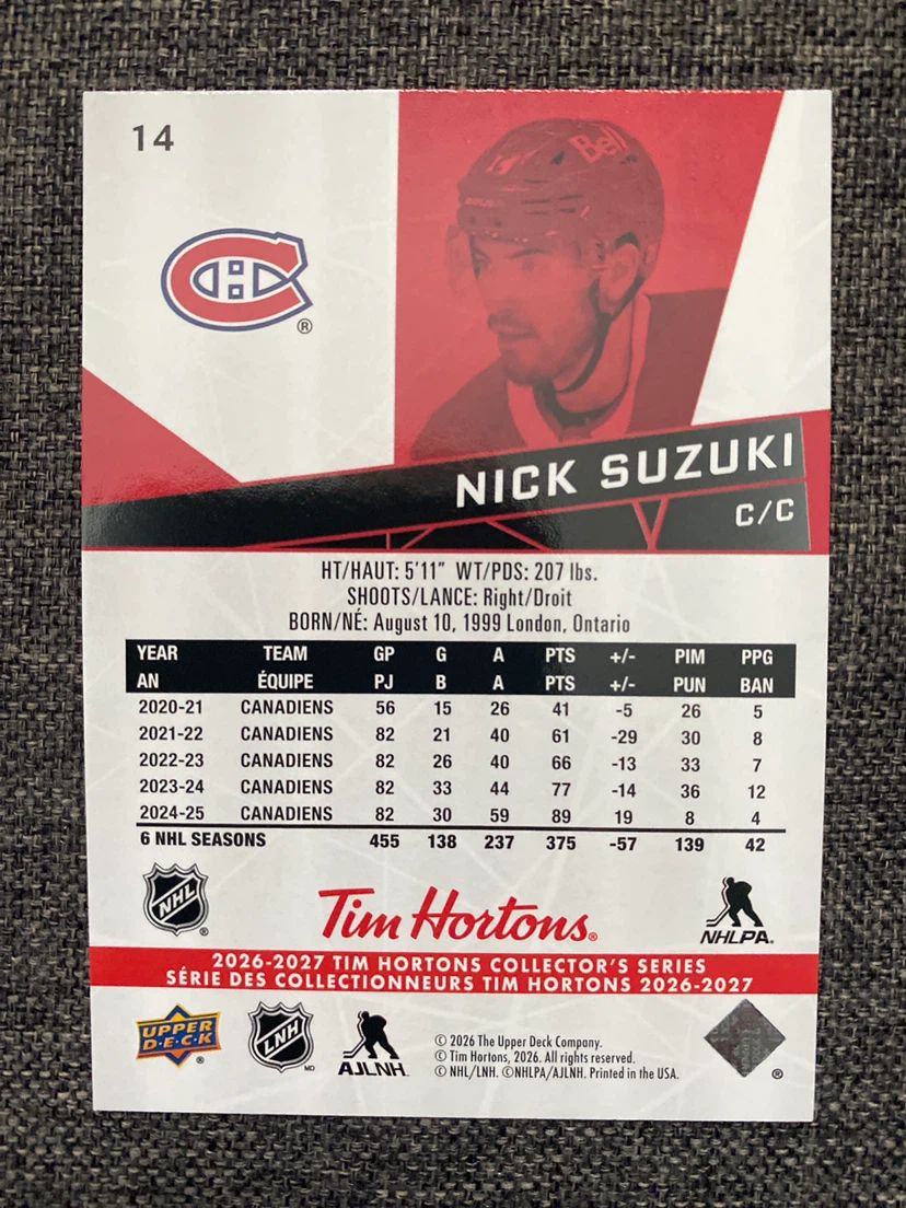 Upper Deck Nick Suzuki Montreal Canadiens Hockey Card - photo 2
