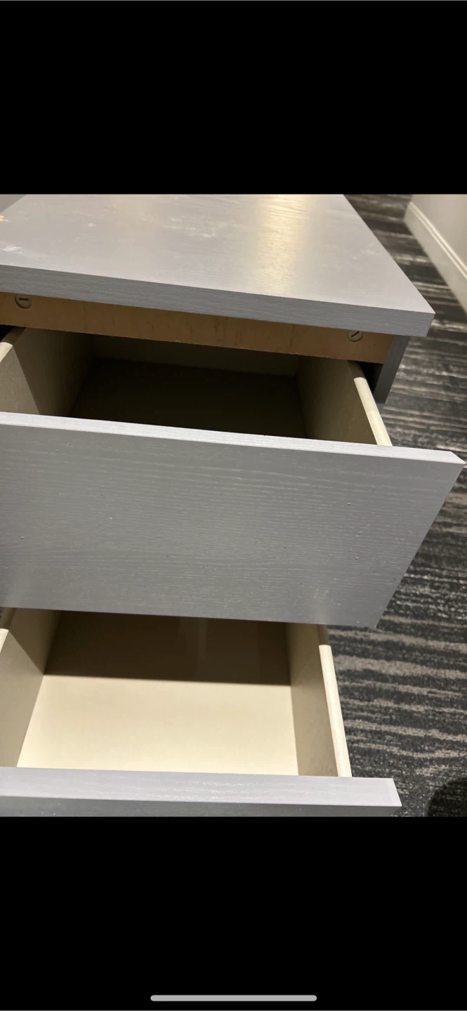 Grey Two-Drawer Nightstand