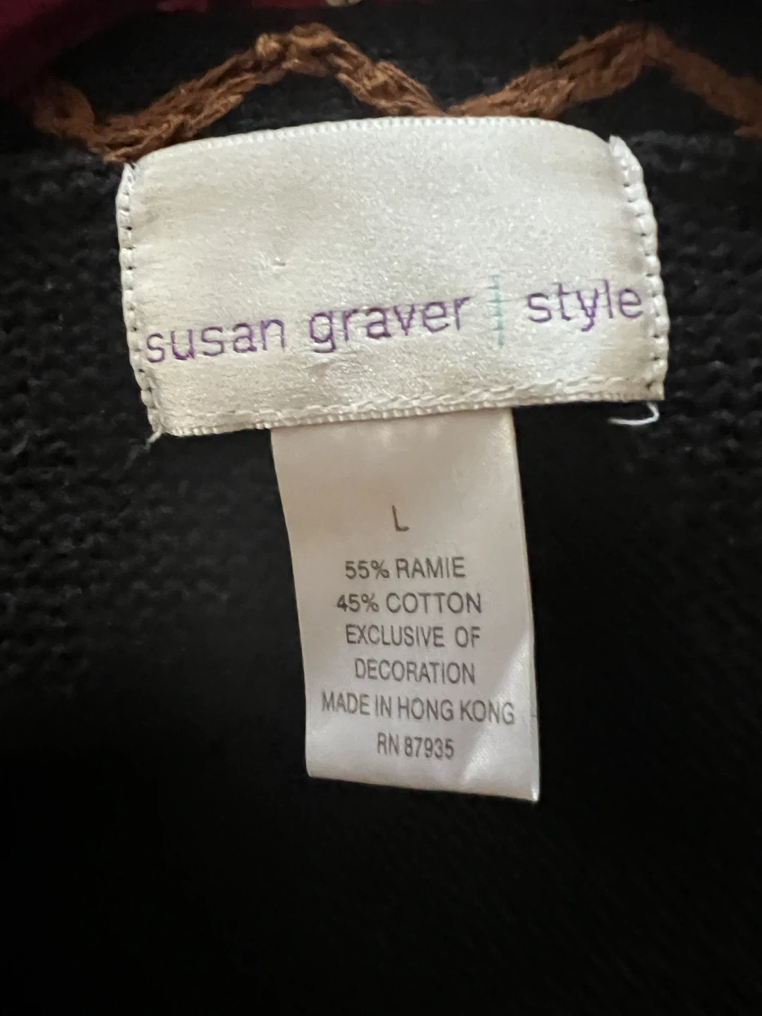 Susan Graver Style Leaf Embroidered Cardigan Black - photo 2
