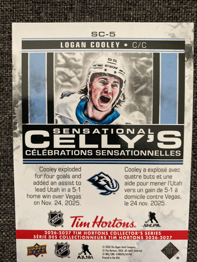 Upper Deck Sensational Celly's Logan Cooley Trading Card - photo 2