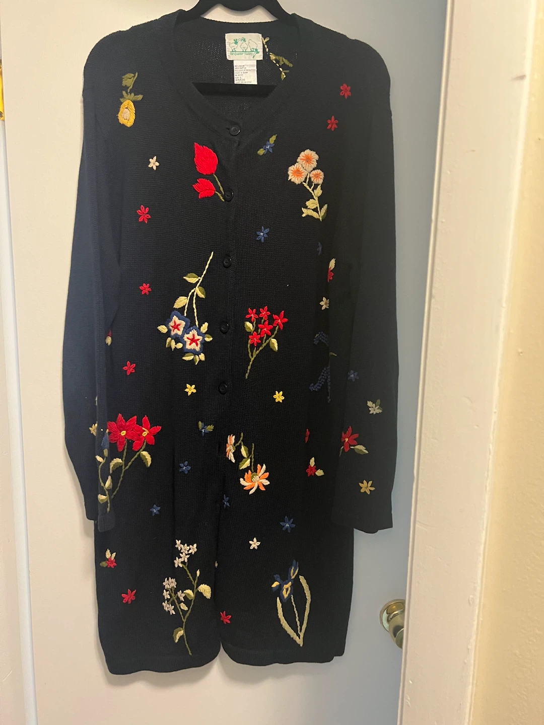 Quacker Factory Floral Embroidered Cardigan