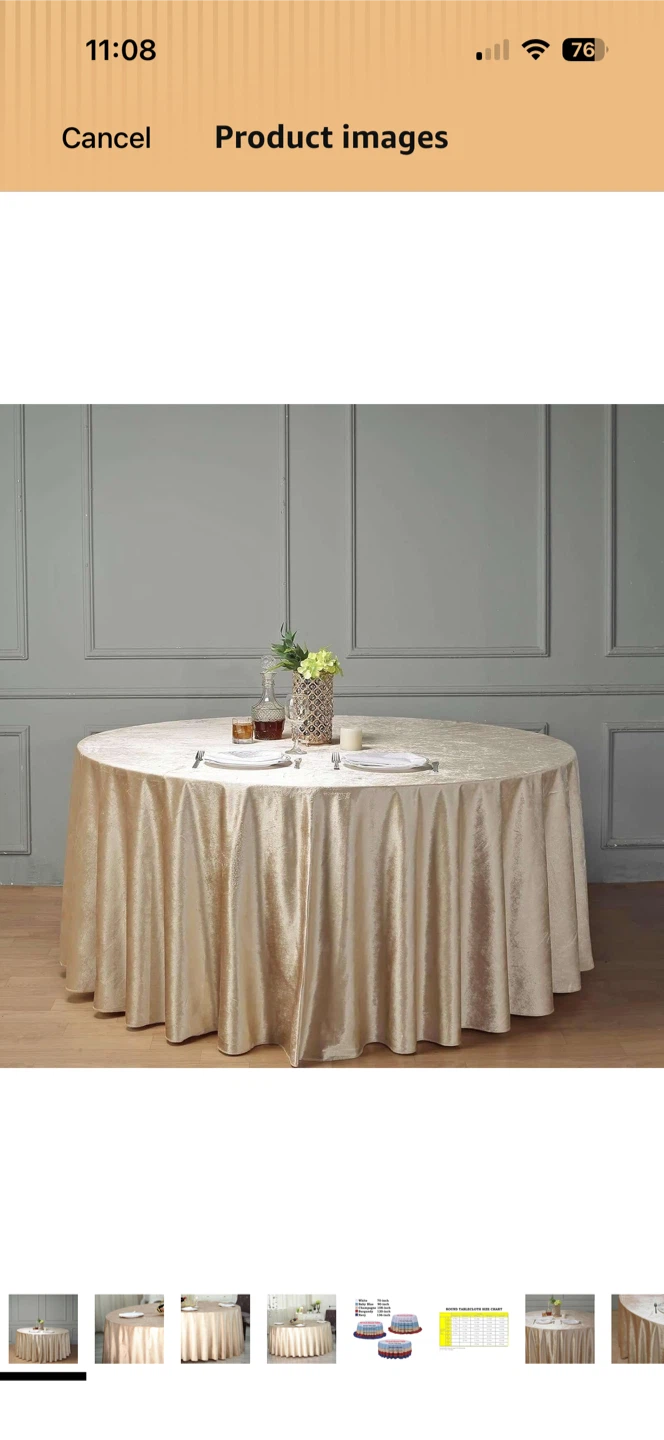 Champagne Velvet Round Tablecloth
