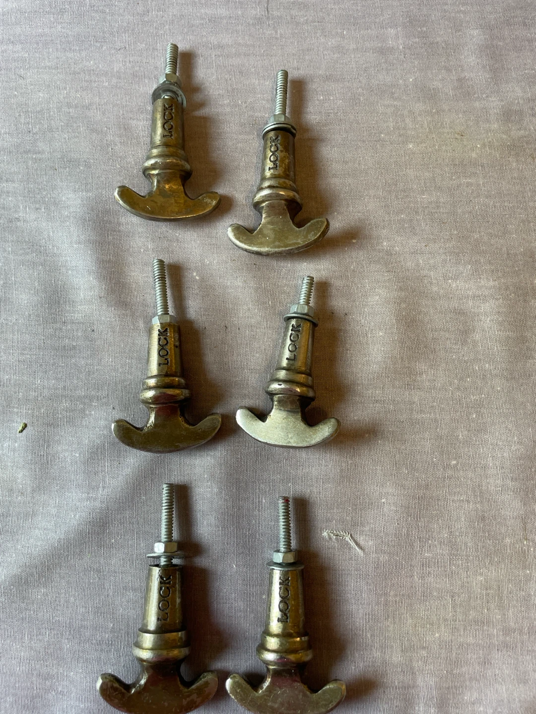 Set of 6 Brass Lock Cabinet Knobs