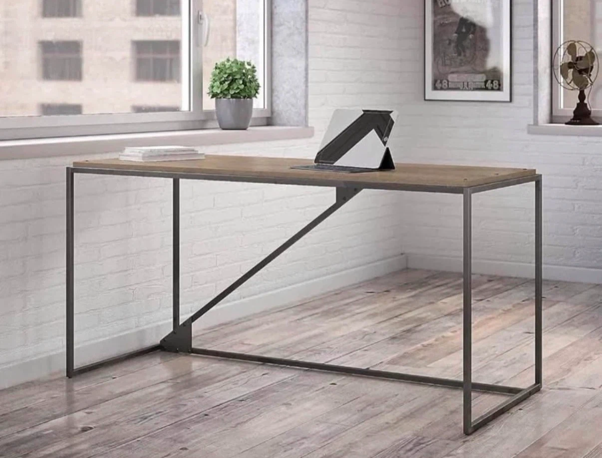 Industrial style metal and wood desk
