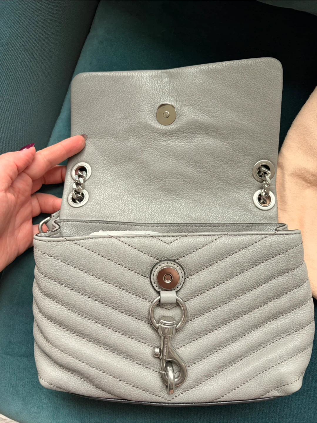 Grey leather Rebecca Minkoff Small Edie Crossbody Bag - photo 5