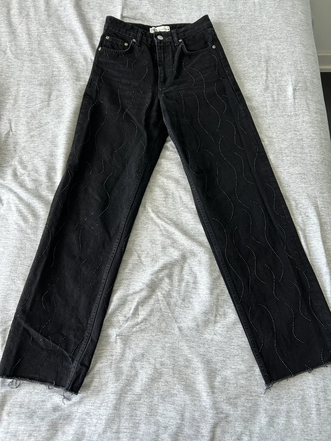 Zara black embellished denim jeans