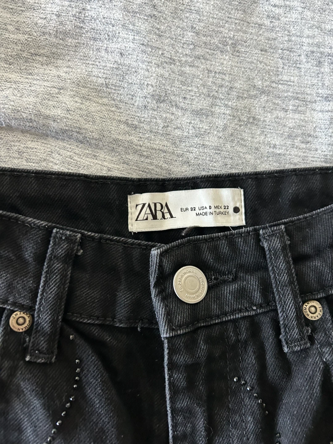 Zara black embellished denim jeans - photo 3