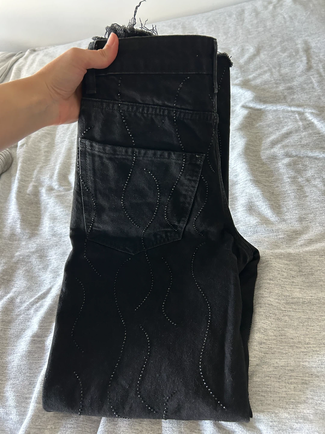 Zara black embellished denim jeans - photo 5