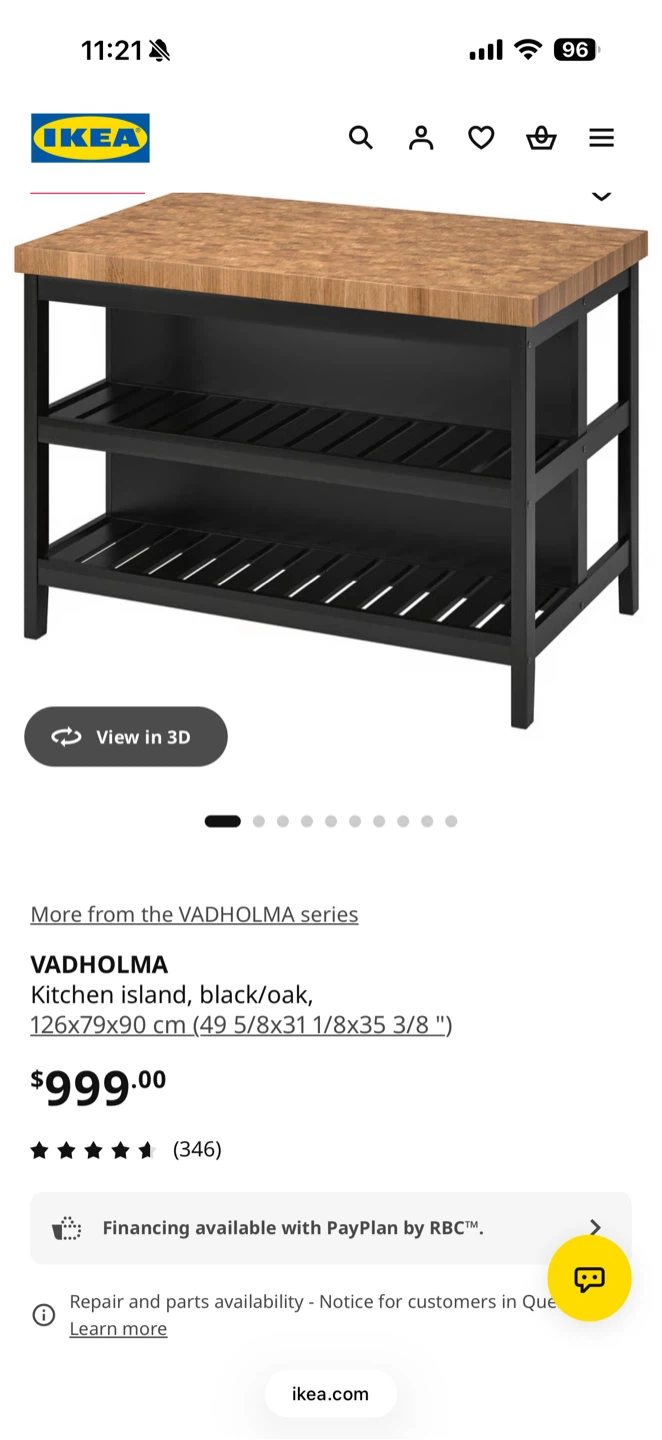 Brand new IKEA VADHOLMA Kitchen Island Black/Oak - photo 2