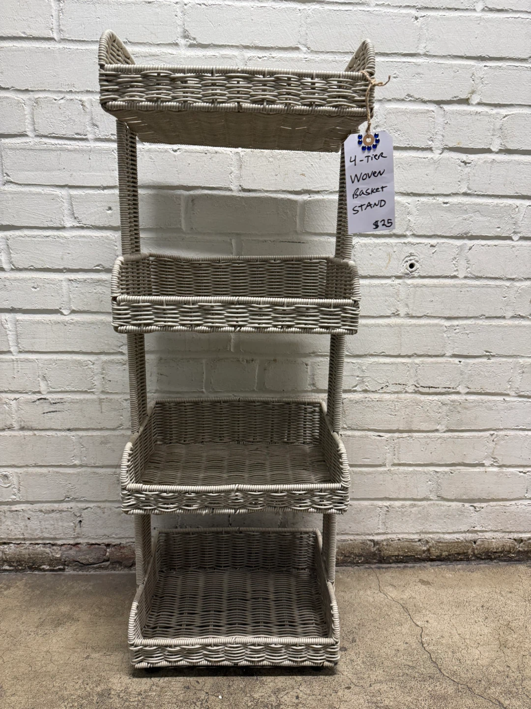 4-tier woven basket stand for sale