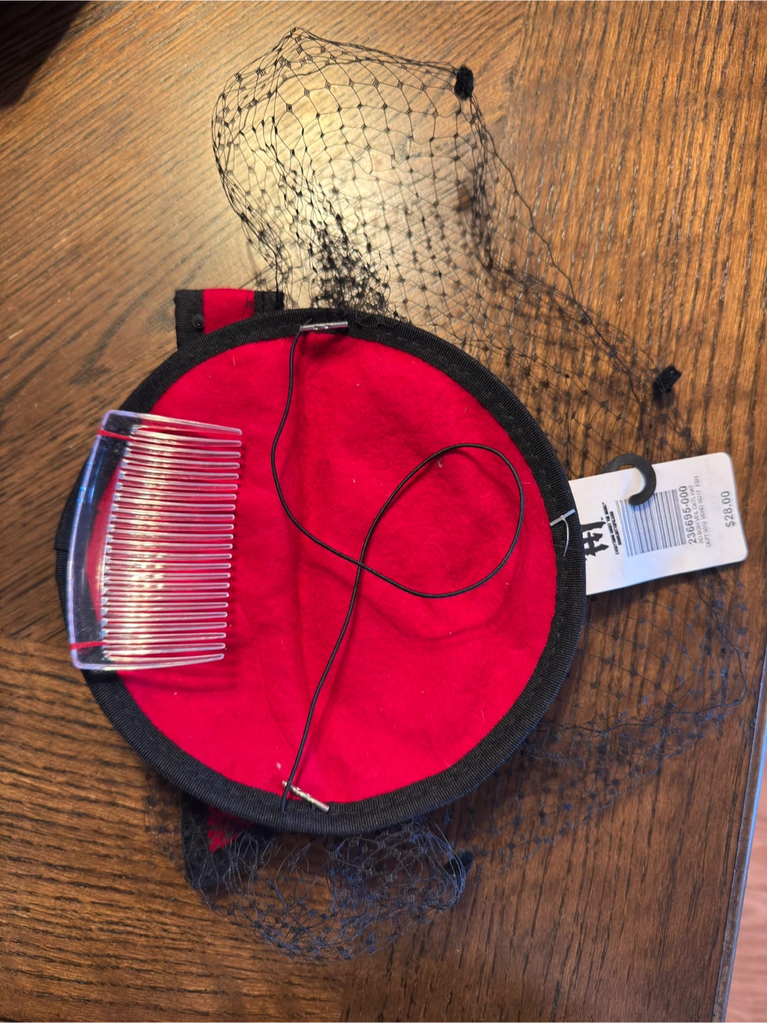 Hottopic Red Bow Veil Cocktail Hat - photo 2
