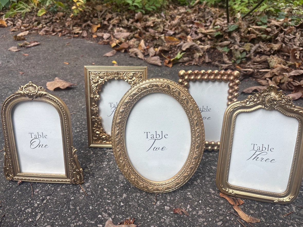 Set of 5 Gold Wedding Table Number Frames