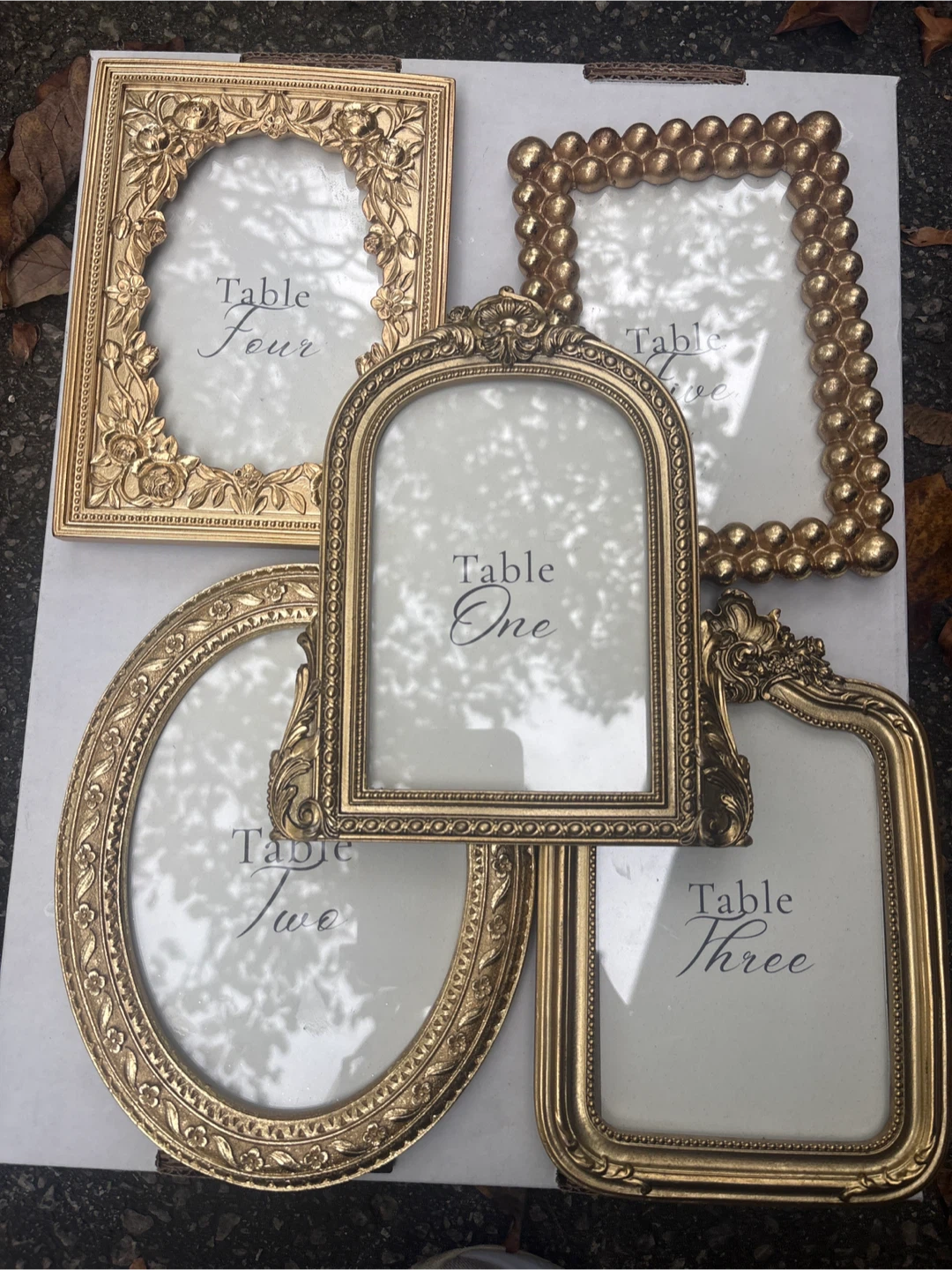 Set of 5 Gold Wedding Table Number Frames - photo 2