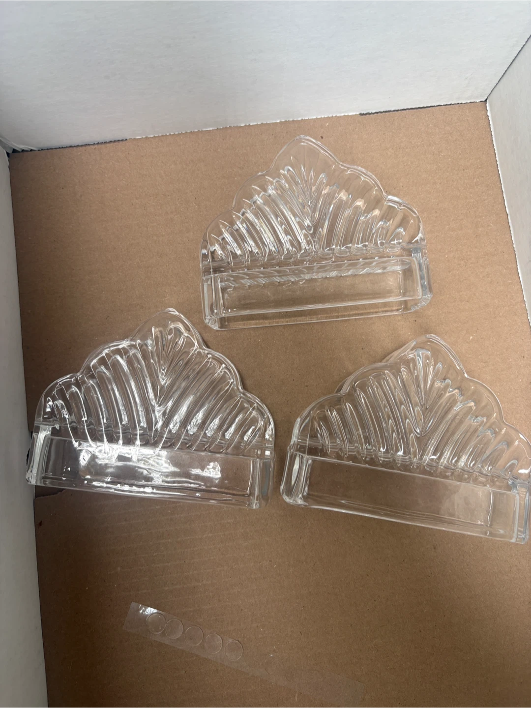 Set of 3 Crystal Glass Napkin Holders