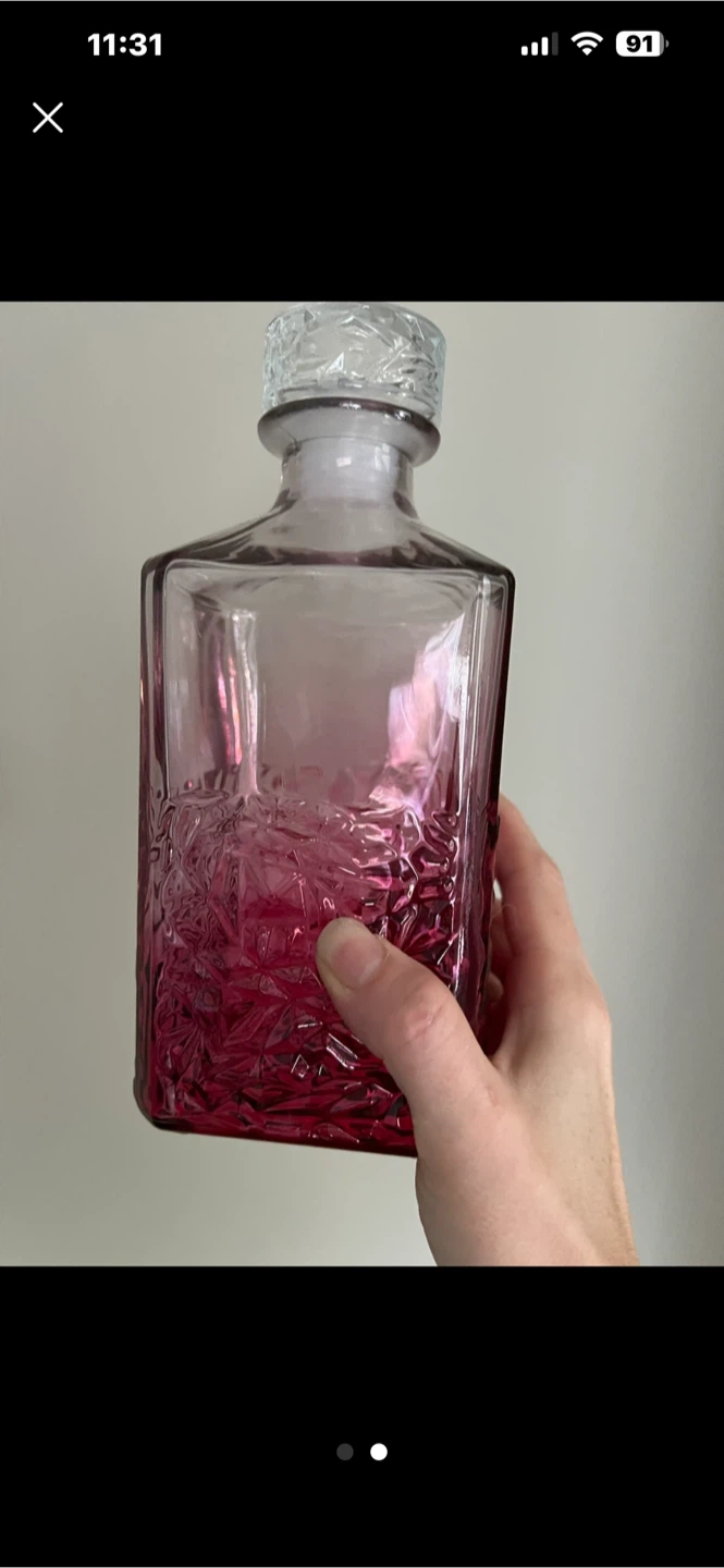 Pink Glass Decanter