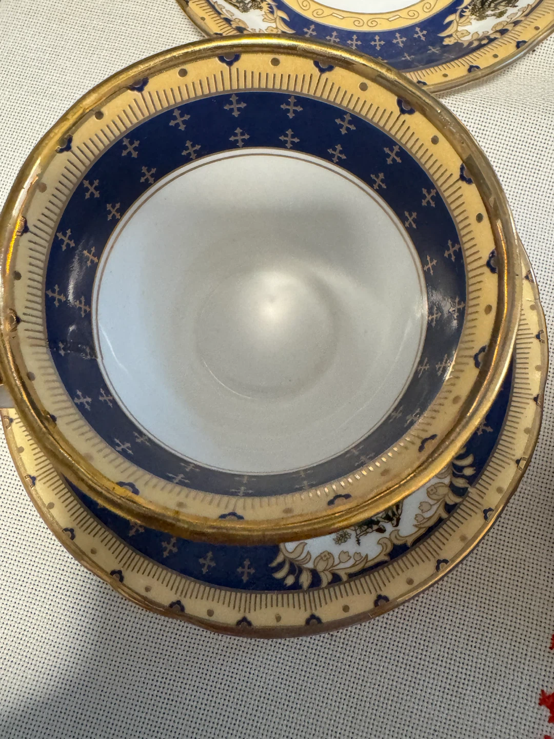 Vintage Porcelain Tea Set Blue and Gold - photo 3