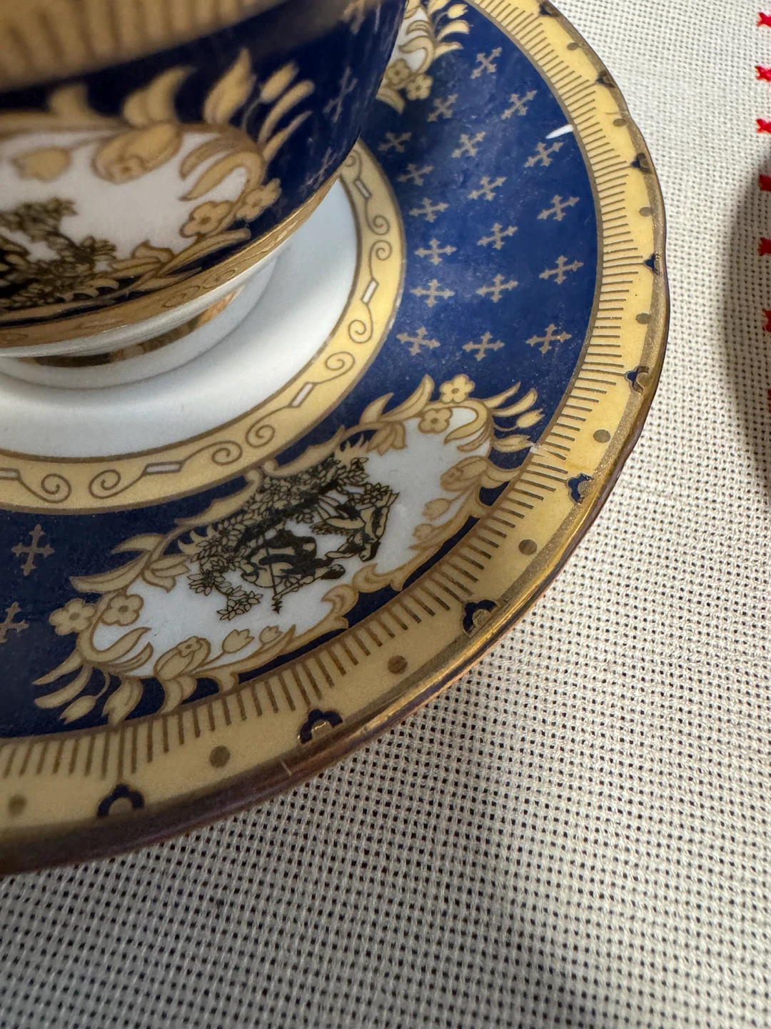 Vintage Porcelain Tea Set Blue and Gold - photo 5