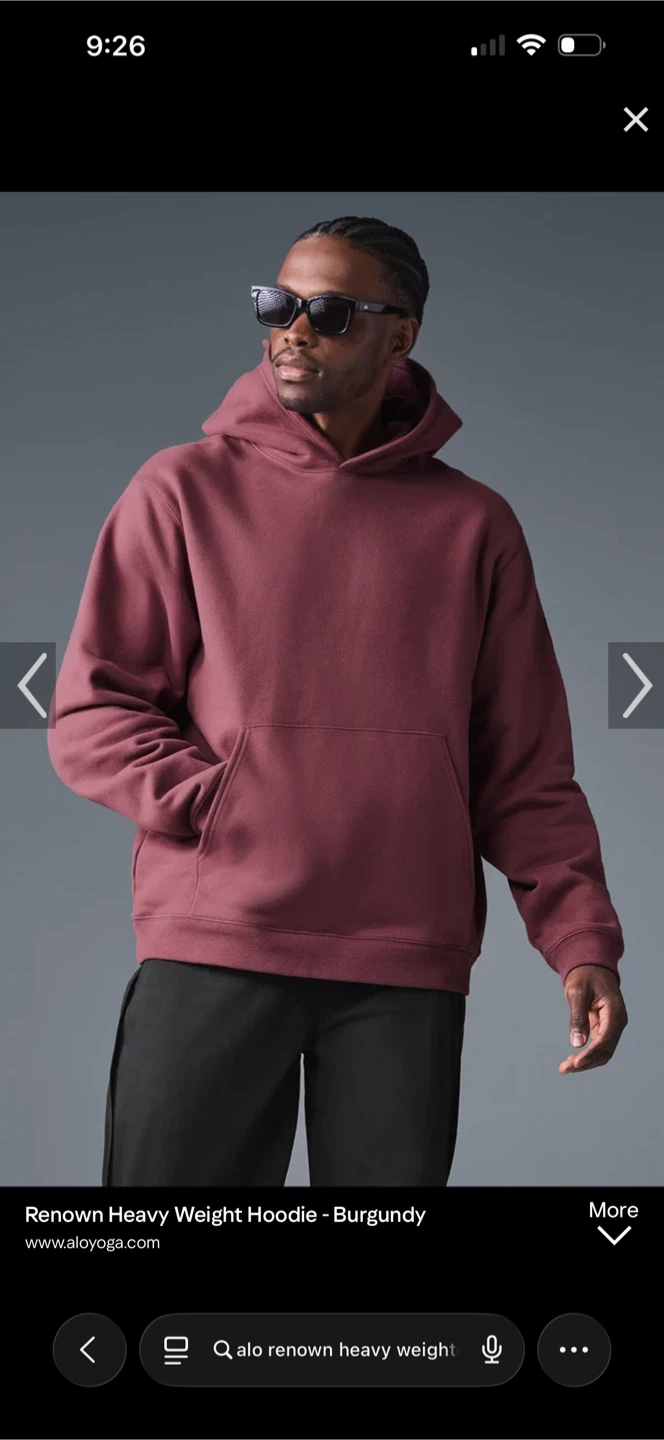Alo Yoga Renown Heavy Weight Hoodie - Burgundy - photo 2