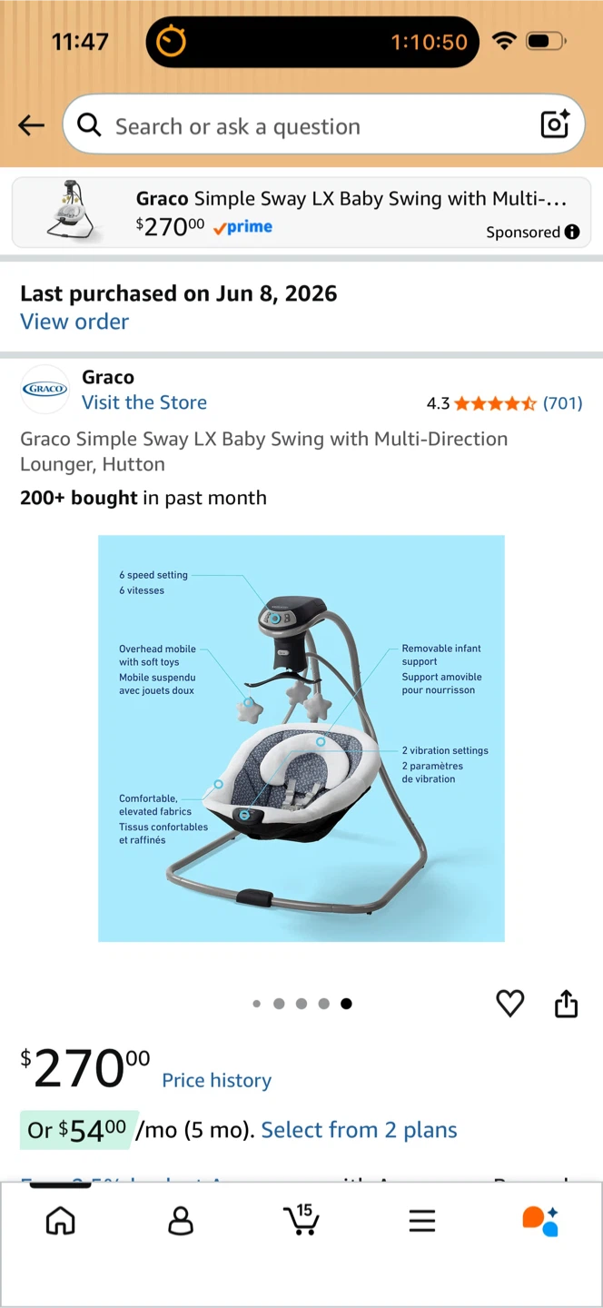 Graco Simple Sway LX Baby Swing - Hutton - photo 2