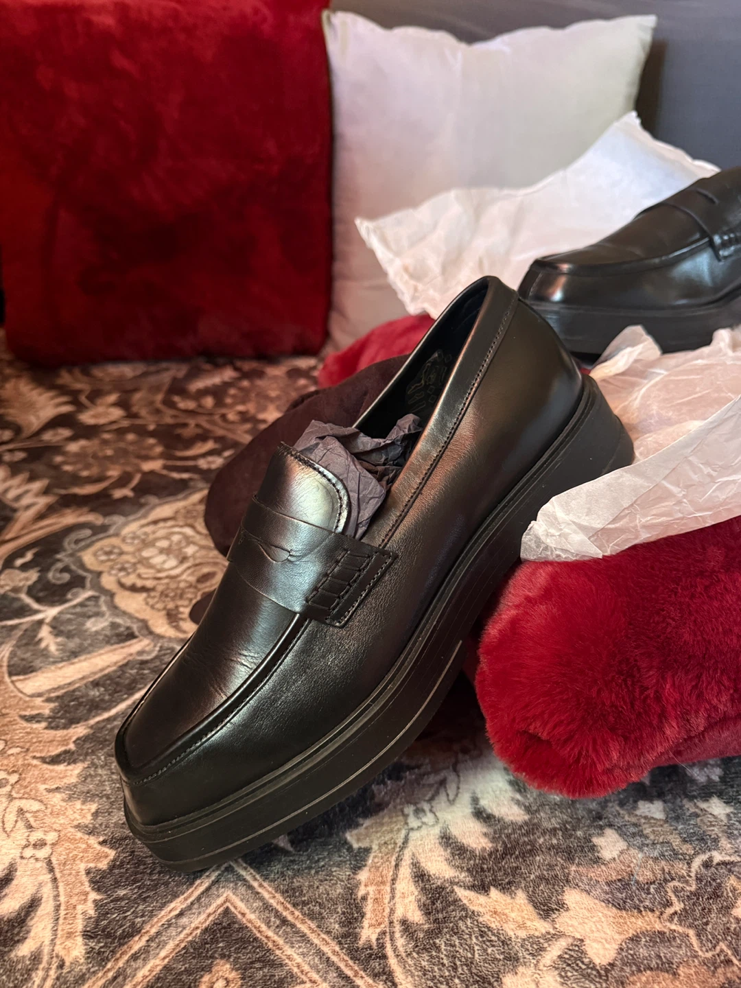 Simons Black Platform Loafers